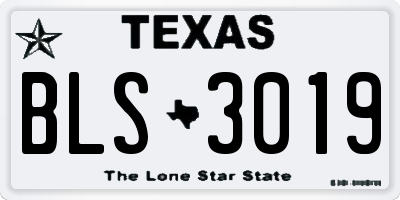 TX license plate BLS3019