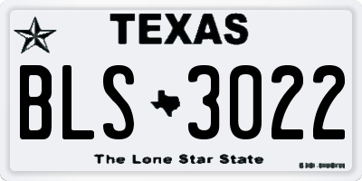 TX license plate BLS3022
