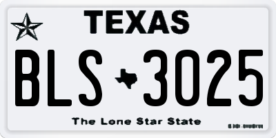 TX license plate BLS3025