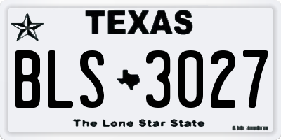 TX license plate BLS3027