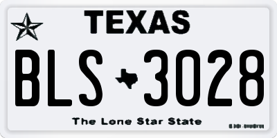 TX license plate BLS3028