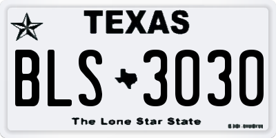 TX license plate BLS3030