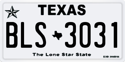 TX license plate BLS3031