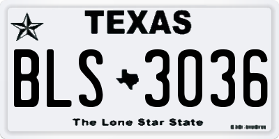 TX license plate BLS3036
