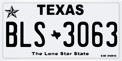 TX license plate BLS3063