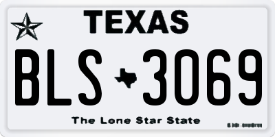 TX license plate BLS3069