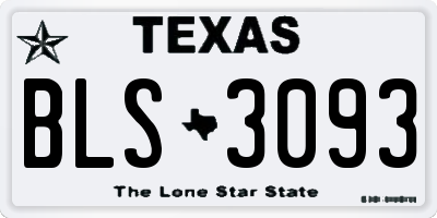 TX license plate BLS3093