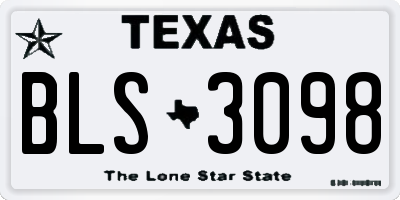 TX license plate BLS3098