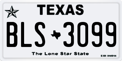 TX license plate BLS3099