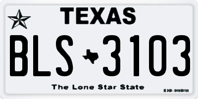 TX license plate BLS3103