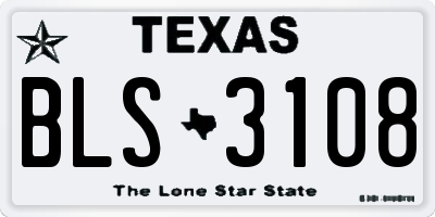 TX license plate BLS3108
