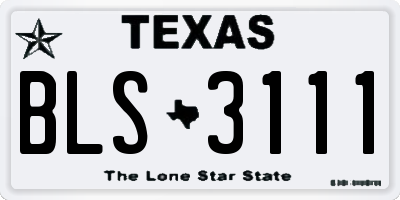TX license plate BLS3111
