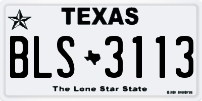 TX license plate BLS3113