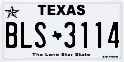 TX license plate BLS3114