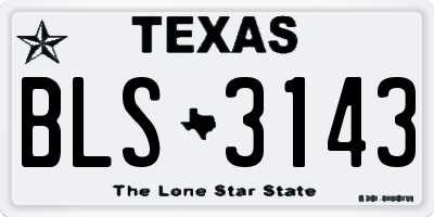 TX license plate BLS3143