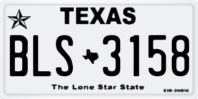 TX license plate BLS3158