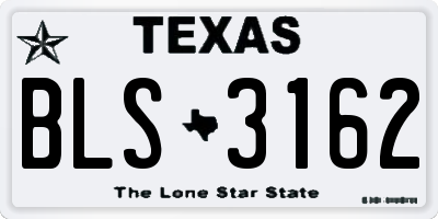 TX license plate BLS3162