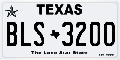 TX license plate BLS3200