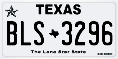 TX license plate BLS3296