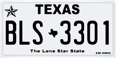 TX license plate BLS3301