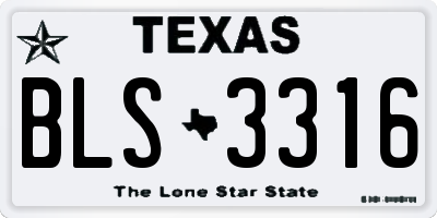 TX license plate BLS3316