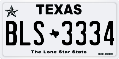 TX license plate BLS3334