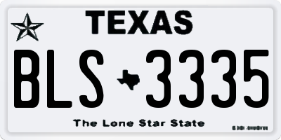 TX license plate BLS3335