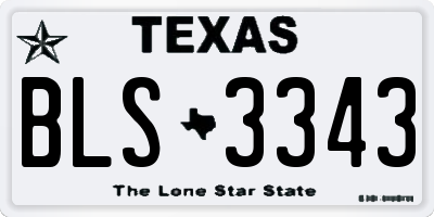 TX license plate BLS3343