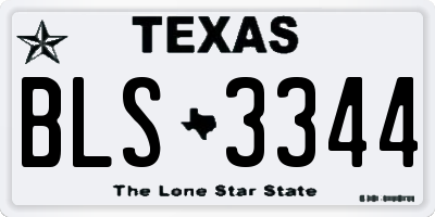 TX license plate BLS3344