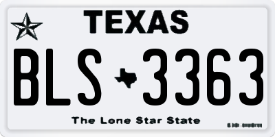 TX license plate BLS3363