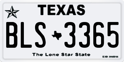 TX license plate BLS3365