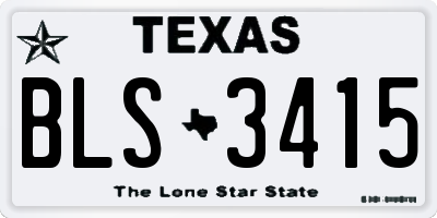 TX license plate BLS3415