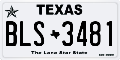 TX license plate BLS3481