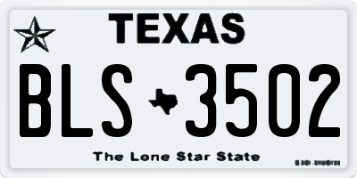 TX license plate BLS3502