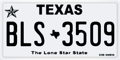 TX license plate BLS3509