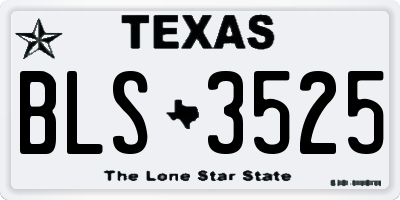 TX license plate BLS3525