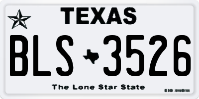 TX license plate BLS3526