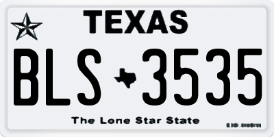 TX license plate BLS3535