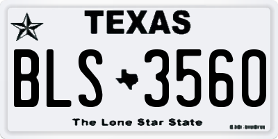 TX license plate BLS3560
