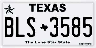 TX license plate BLS3585