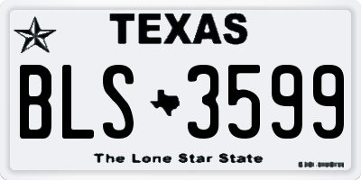 TX license plate BLS3599