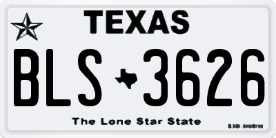 TX license plate BLS3626