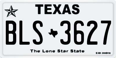 TX license plate BLS3627