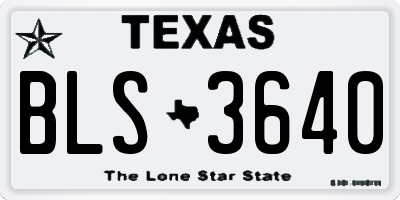 TX license plate BLS3640