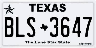 TX license plate BLS3647