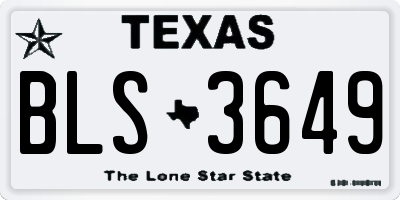 TX license plate BLS3649