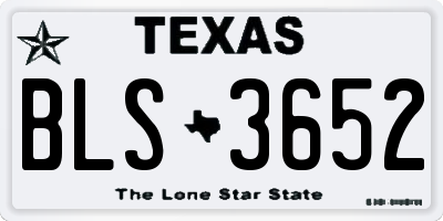TX license plate BLS3652