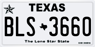 TX license plate BLS3660