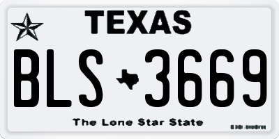 TX license plate BLS3669