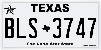 TX license plate BLS3747